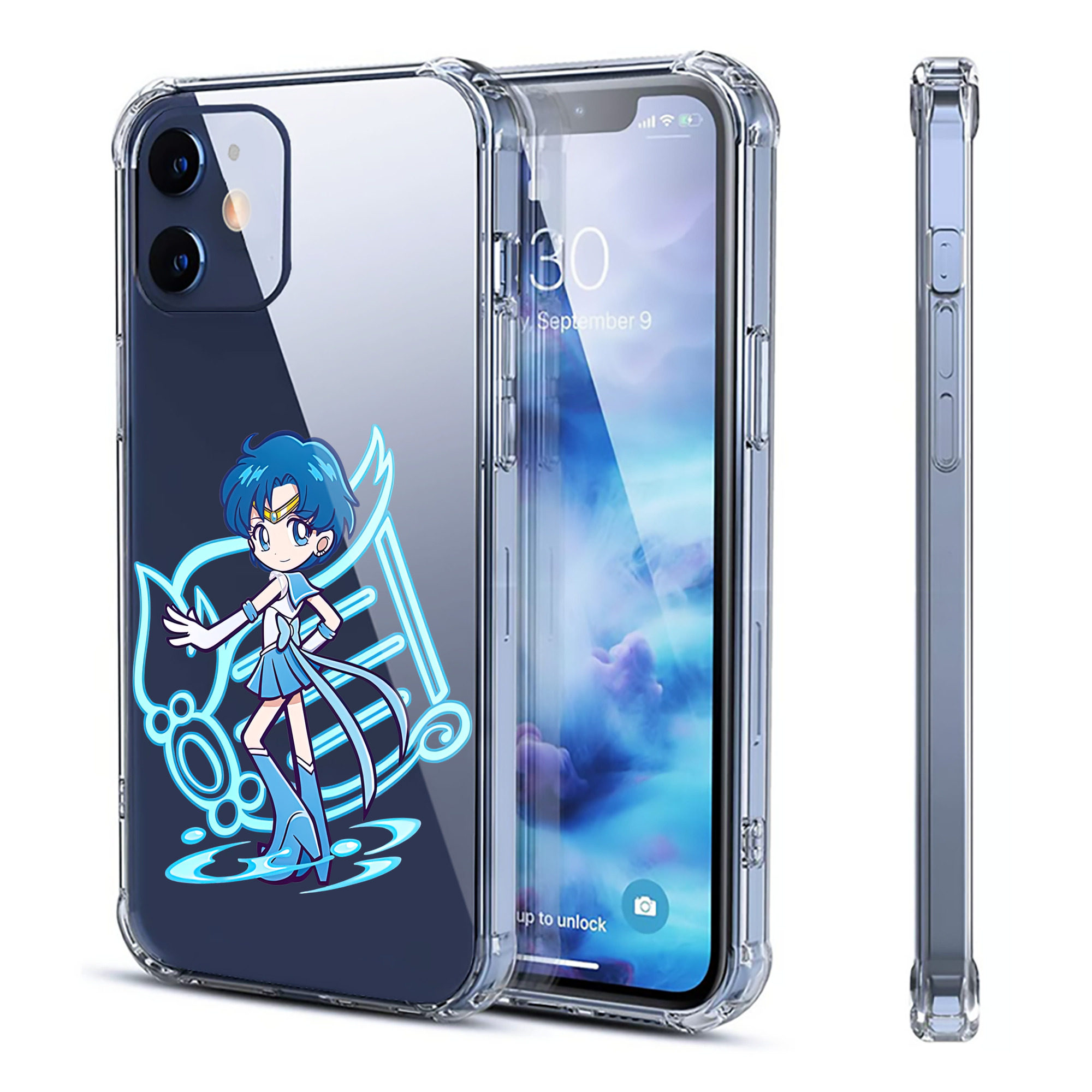 （画像用） 美少女戦士セーラームーン 水野 亜美 みずの あみ Sailor Moon Mizuno Ami 【iPhone 12シリーズ対応】透明スマホケース（クリアソフトケース）